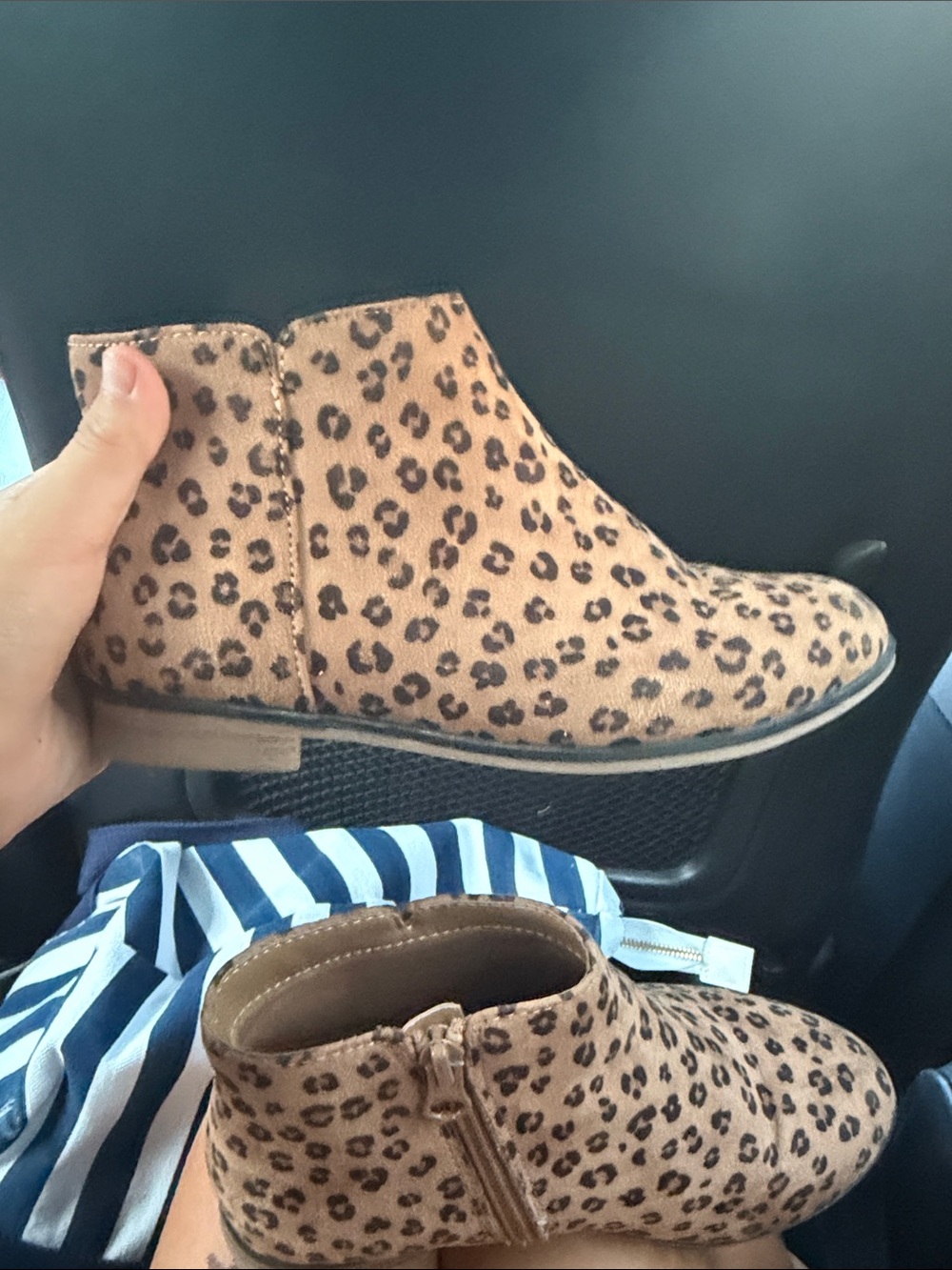 Cat & Jack Girls Leopard Print Ankle Boots - Brown